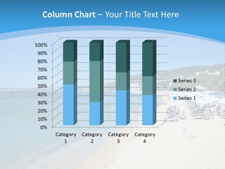 A Blue And White Beach With Boats In The Water PowerPoint Template