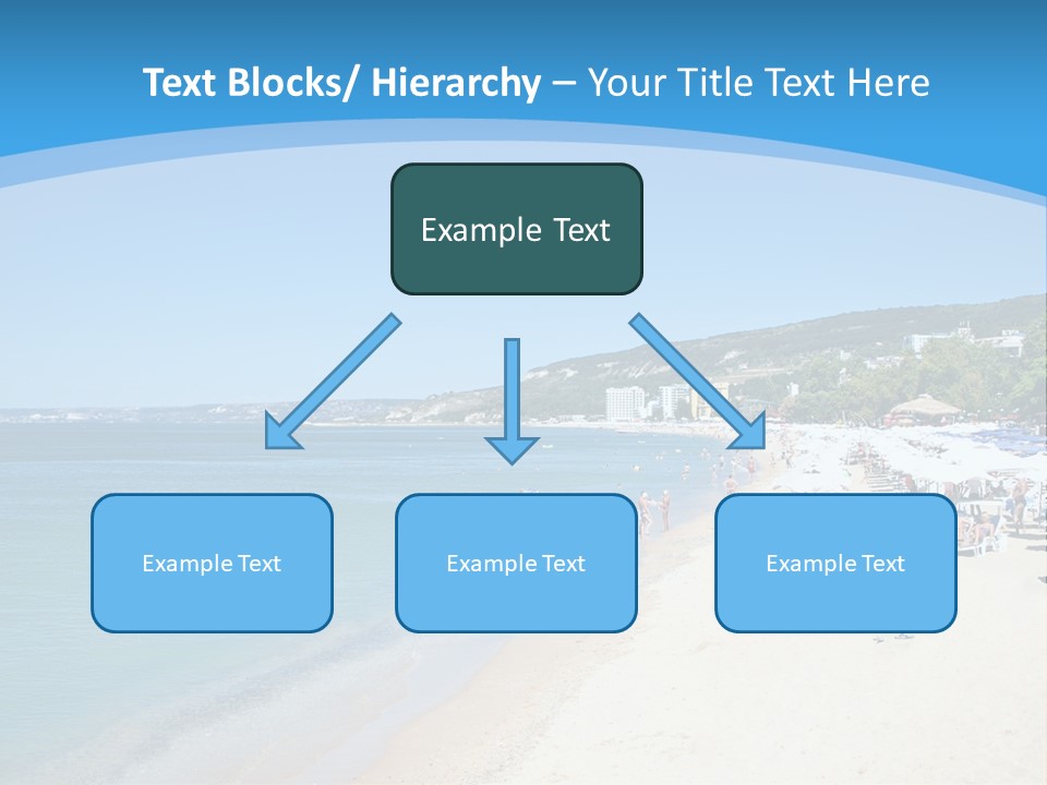 A Blue And White Beach With Boats In The Water PowerPoint Template