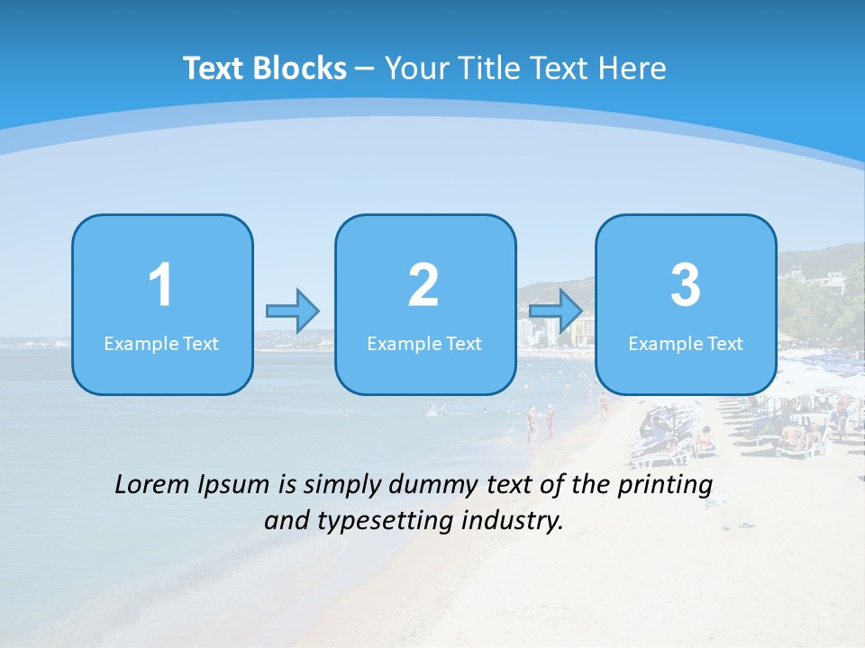 A Blue And White Beach With Boats In The Water PowerPoint Template