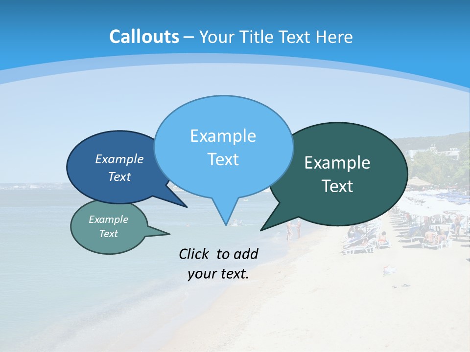 A Blue And White Beach With Boats In The Water PowerPoint Template