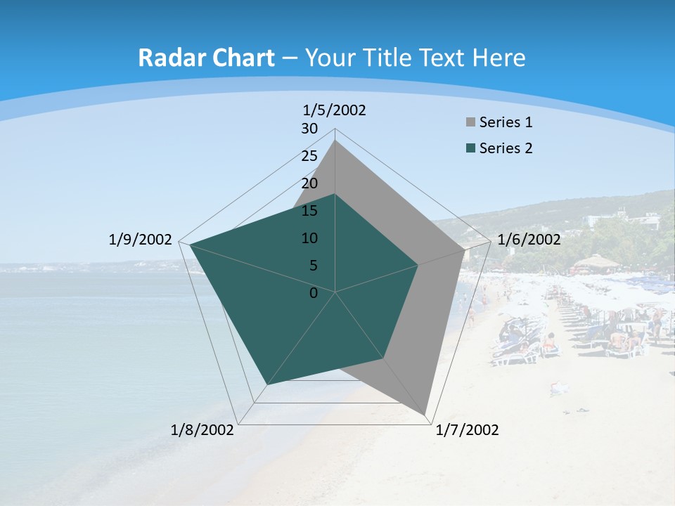 A Blue And White Beach With Boats In The Water PowerPoint Template