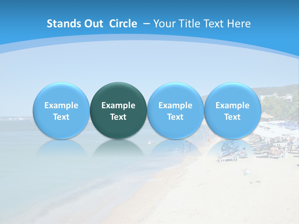 A Blue And White Beach With Boats In The Water PowerPoint Template