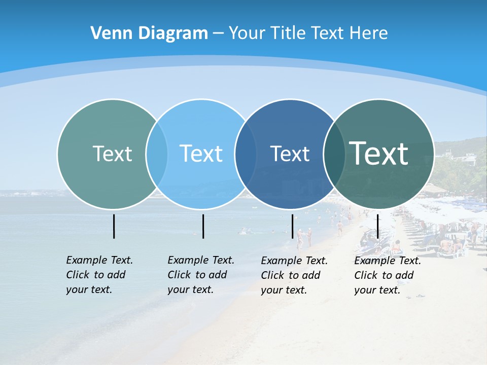 A Blue And White Beach With Boats In The Water PowerPoint Template