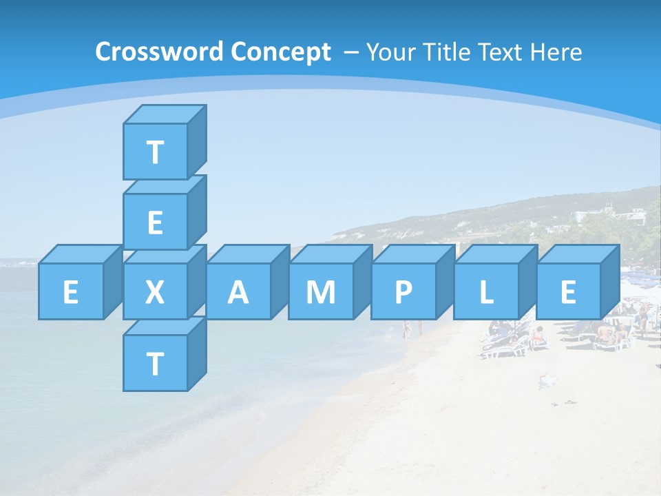 A Blue And White Beach With Boats In The Water PowerPoint Template