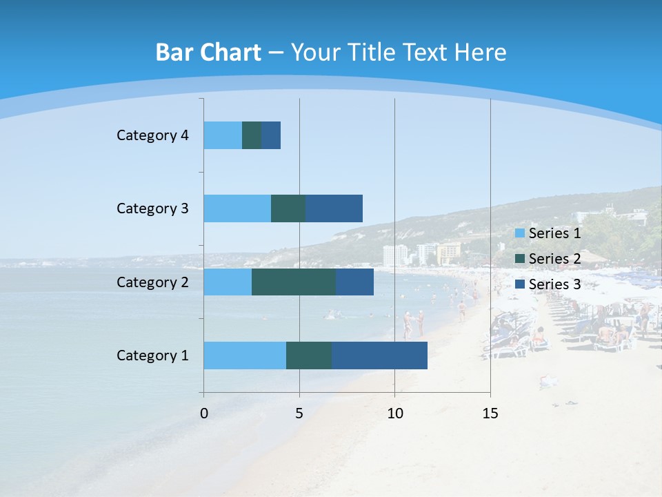 A Blue And White Beach With Boats In The Water PowerPoint Template