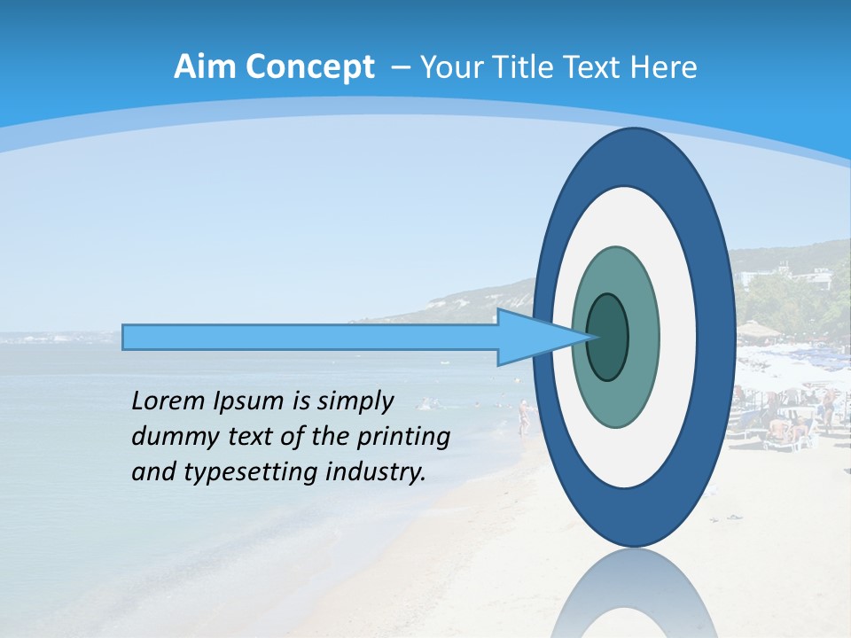 A Blue And White Beach With Boats In The Water PowerPoint Template