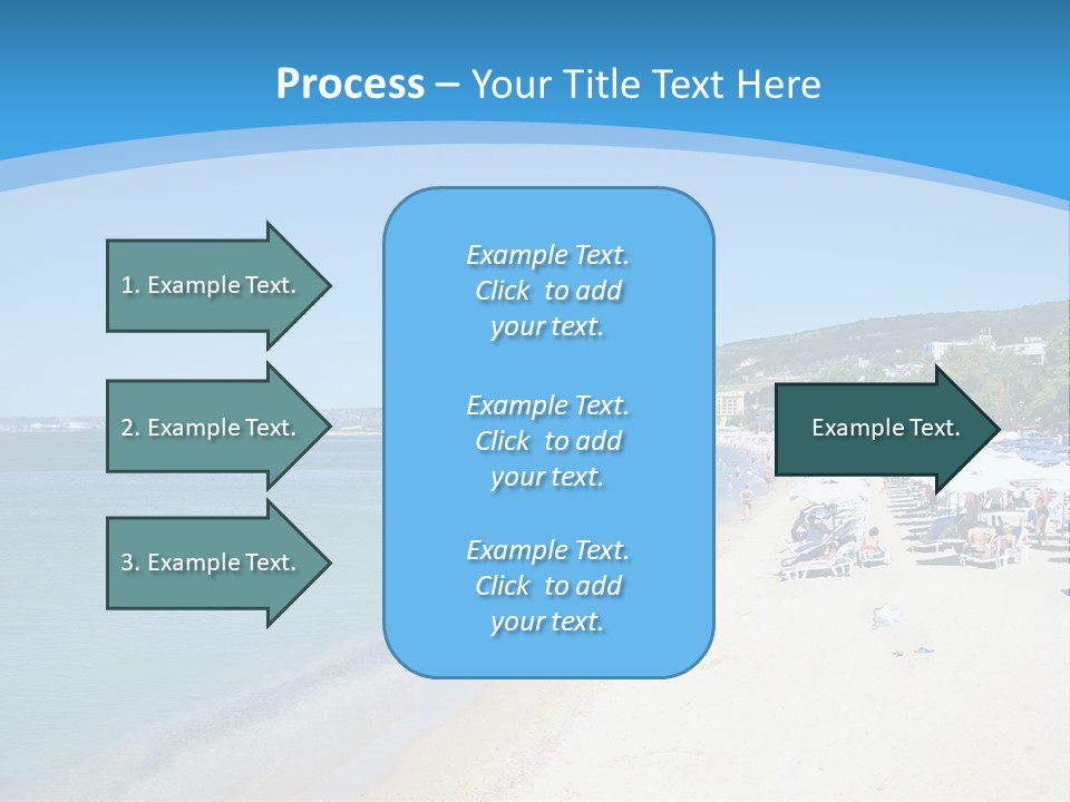 A Blue And White Beach With Boats In The Water PowerPoint Template