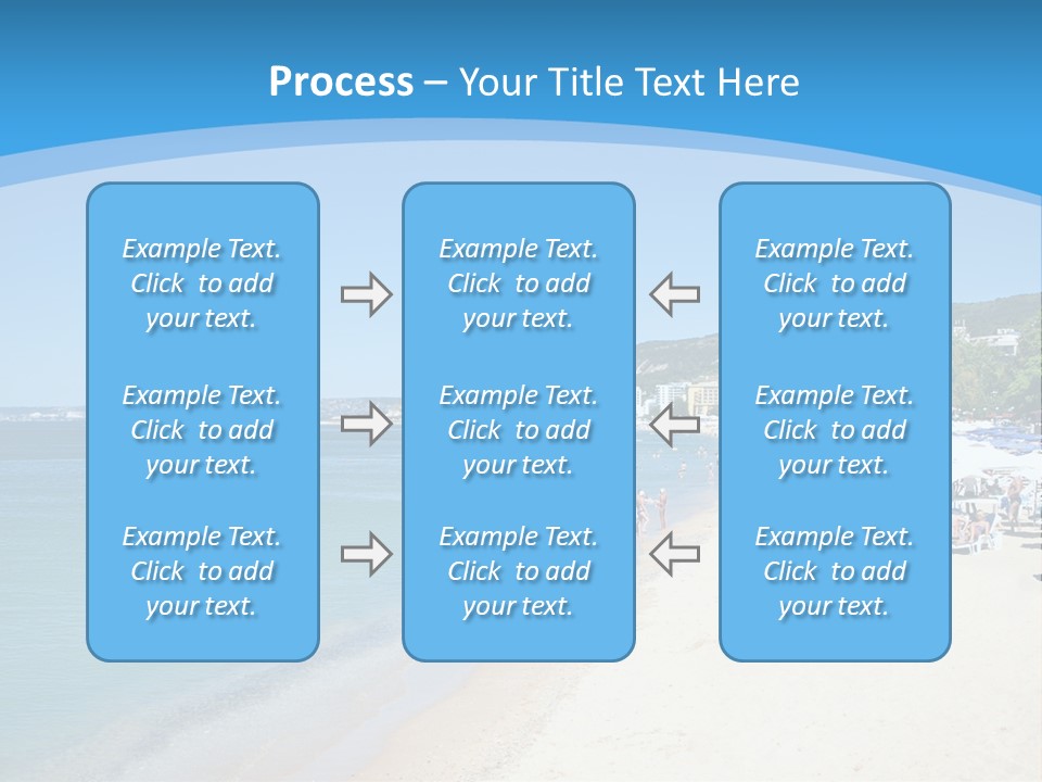 A Blue And White Beach With Boats In The Water PowerPoint Template