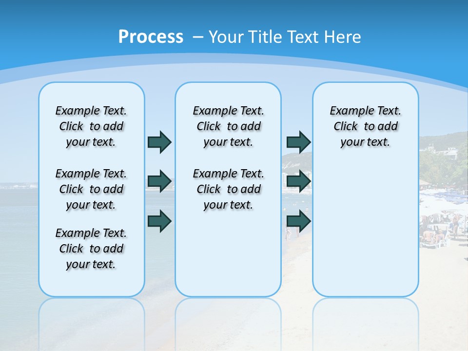 A Blue And White Beach With Boats In The Water PowerPoint Template