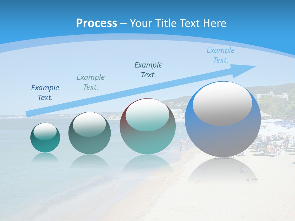 A Blue And White Beach With Boats In The Water PowerPoint Template