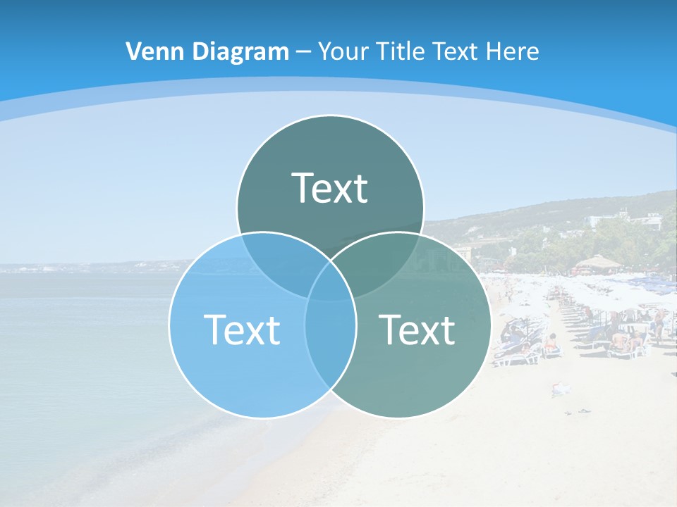 A Blue And White Beach With Boats In The Water PowerPoint Template