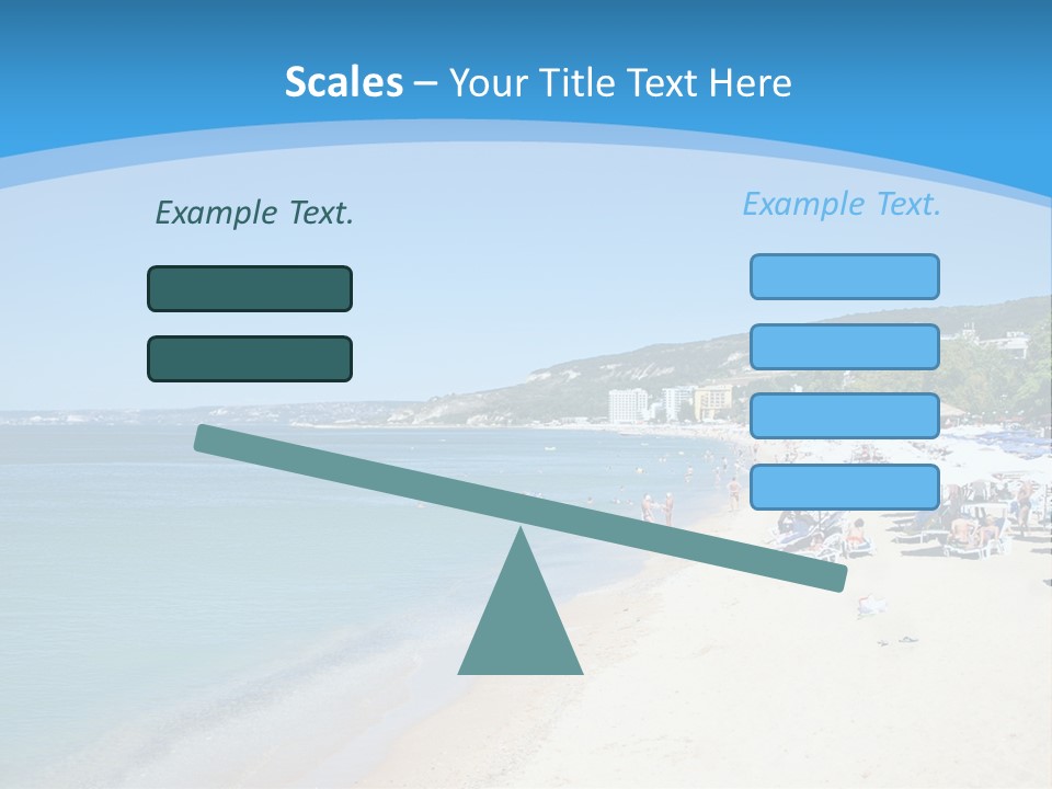 A Blue And White Beach With Boats In The Water PowerPoint Template