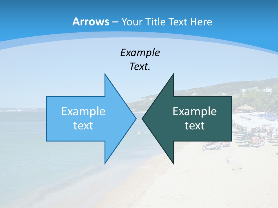 A Blue And White Beach With Boats In The Water PowerPoint Template