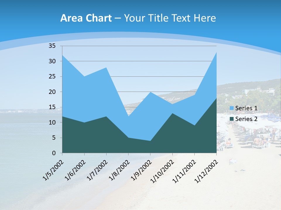 A Blue And White Beach With Boats In The Water PowerPoint Template