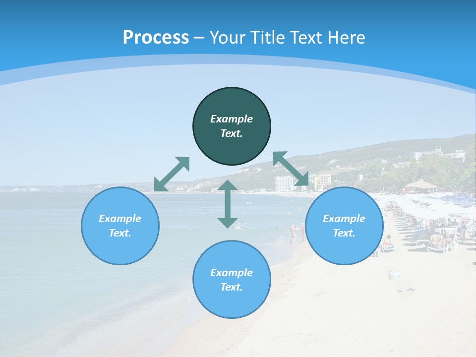 A Blue And White Beach With Boats In The Water PowerPoint Template