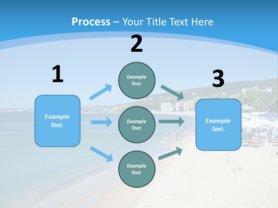 A Blue And White Beach With Boats In The Water PowerPoint Template