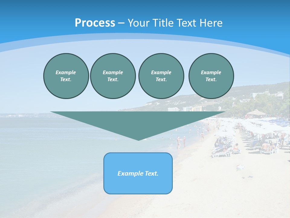 A Blue And White Beach With Boats In The Water PowerPoint Template