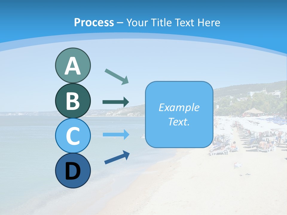 A Blue And White Beach With Boats In The Water PowerPoint Template