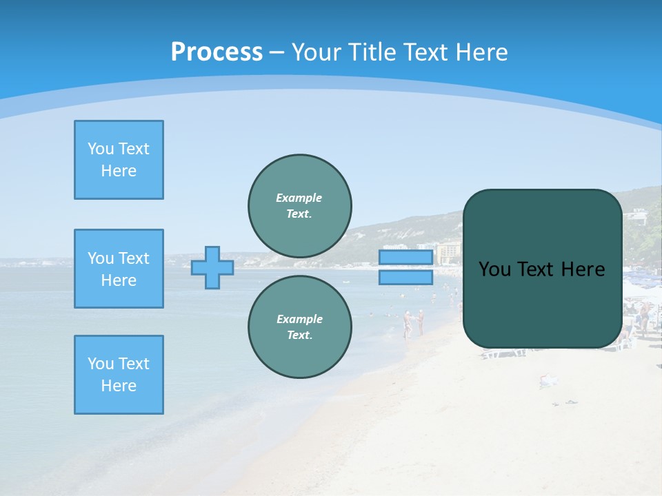 A Blue And White Beach With Boats In The Water PowerPoint Template