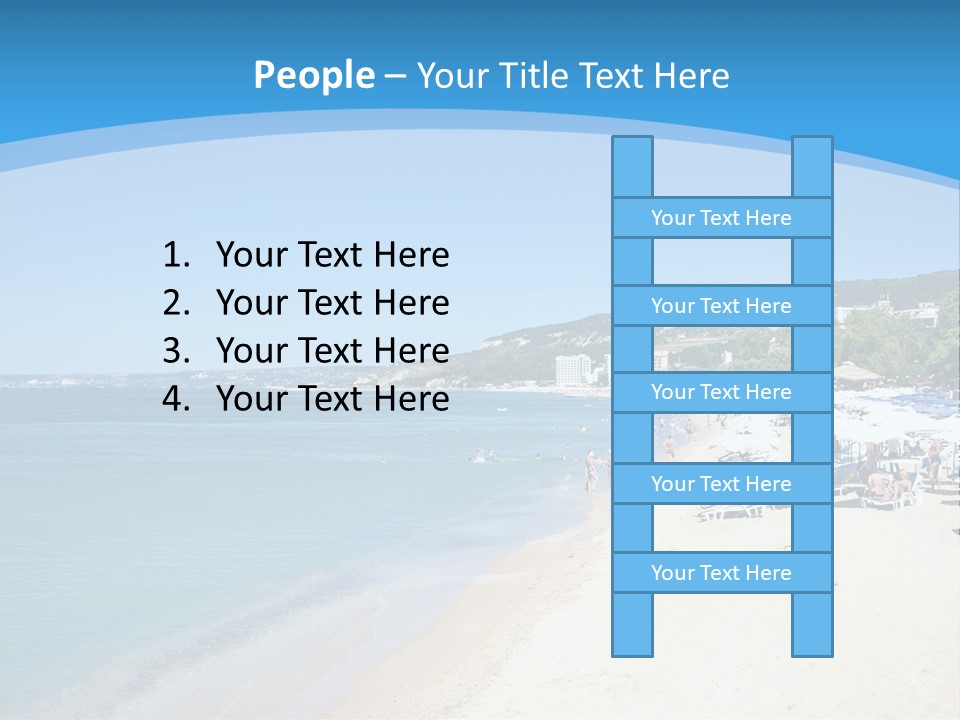 A Blue And White Beach With Boats In The Water PowerPoint Template