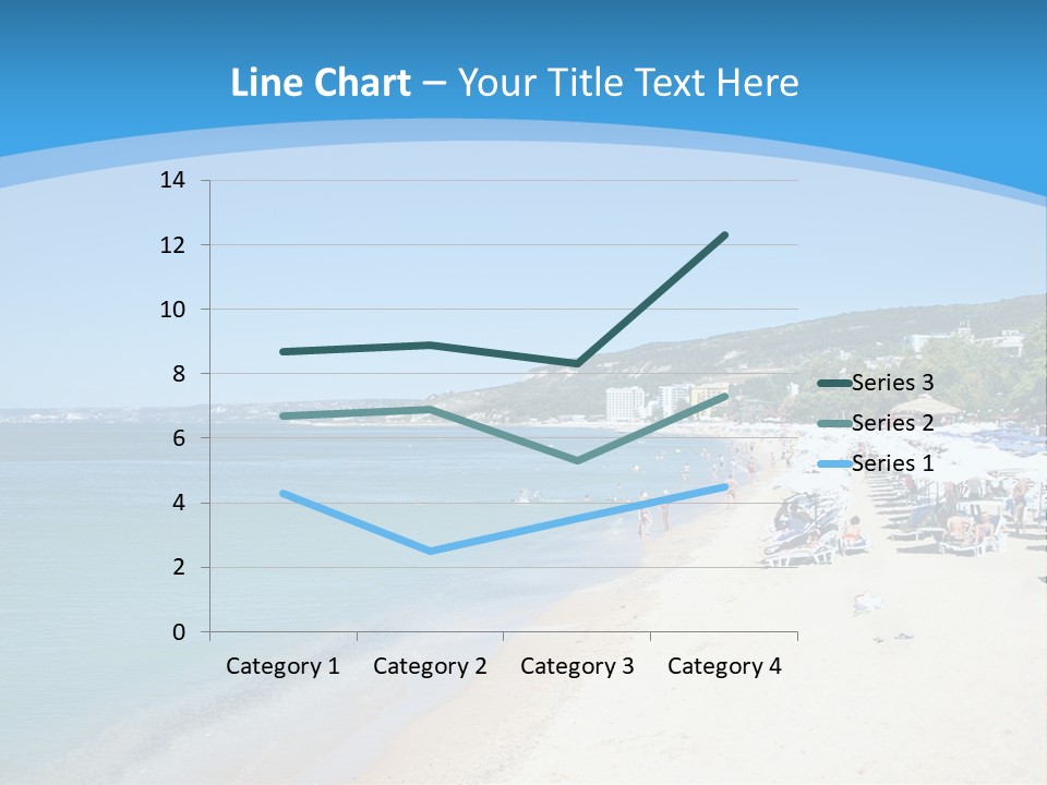 A Blue And White Beach With Boats In The Water PowerPoint Template