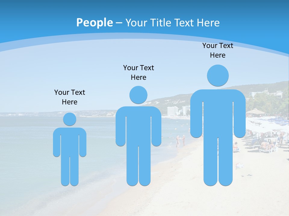 A Blue And White Beach With Boats In The Water PowerPoint Template