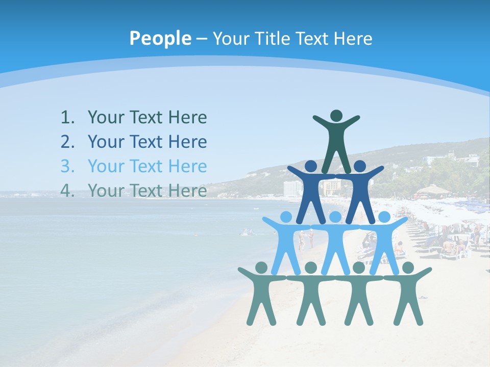 A Blue And White Beach With Boats In The Water PowerPoint Template