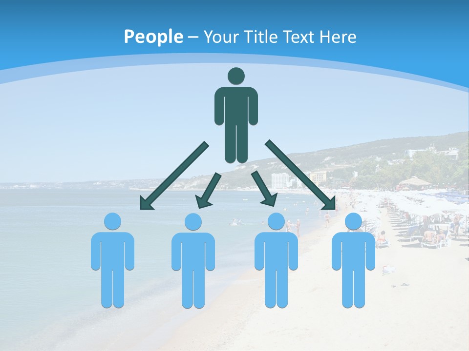 A Blue And White Beach With Boats In The Water PowerPoint Template