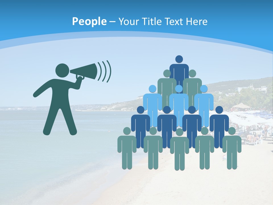 A Blue And White Beach With Boats In The Water PowerPoint Template