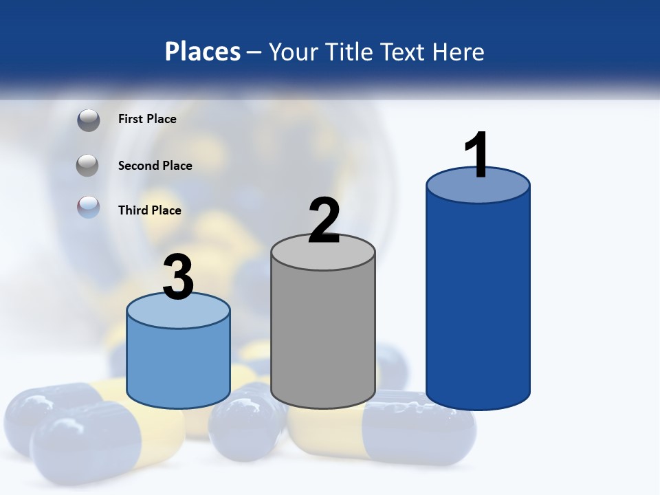 Blue And Yellow Pills Spilling Out Of A Bottle PowerPoint Template