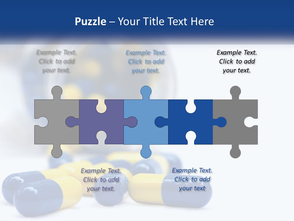 Blue And Yellow Pills Spilling Out Of A Bottle PowerPoint Template