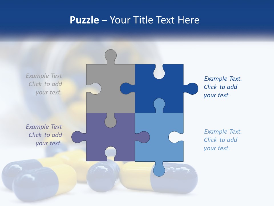 Blue And Yellow Pills Spilling Out Of A Bottle PowerPoint Template