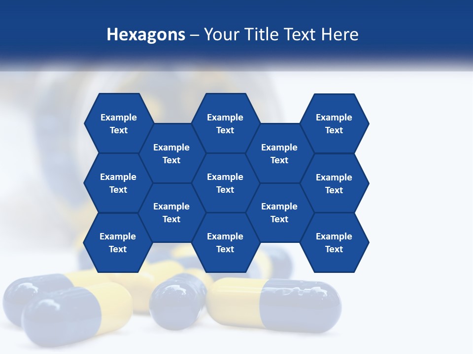 Blue And Yellow Pills Spilling Out Of A Bottle PowerPoint Template