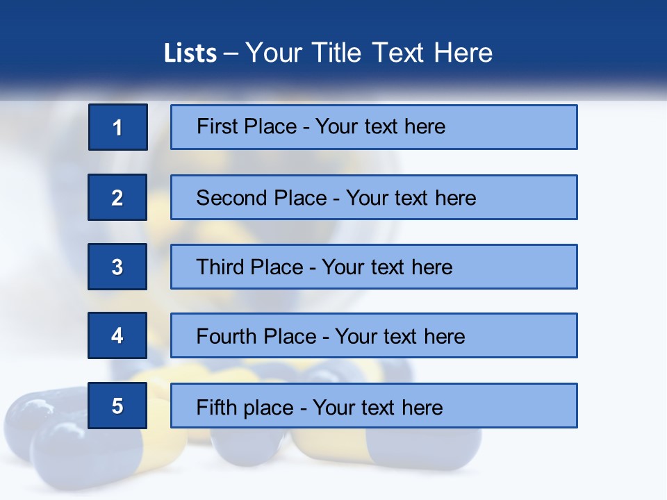 Blue And Yellow Pills Spilling Out Of A Bottle PowerPoint Template