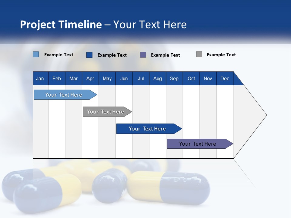 Blue And Yellow Pills Spilling Out Of A Bottle PowerPoint Template