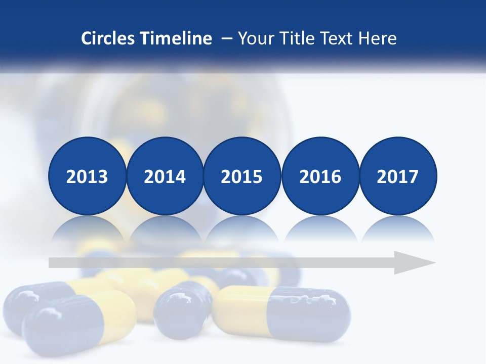 Blue And Yellow Pills Spilling Out Of A Bottle PowerPoint Template