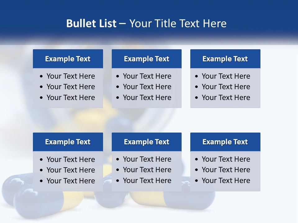 Blue And Yellow Pills Spilling Out Of A Bottle PowerPoint Template