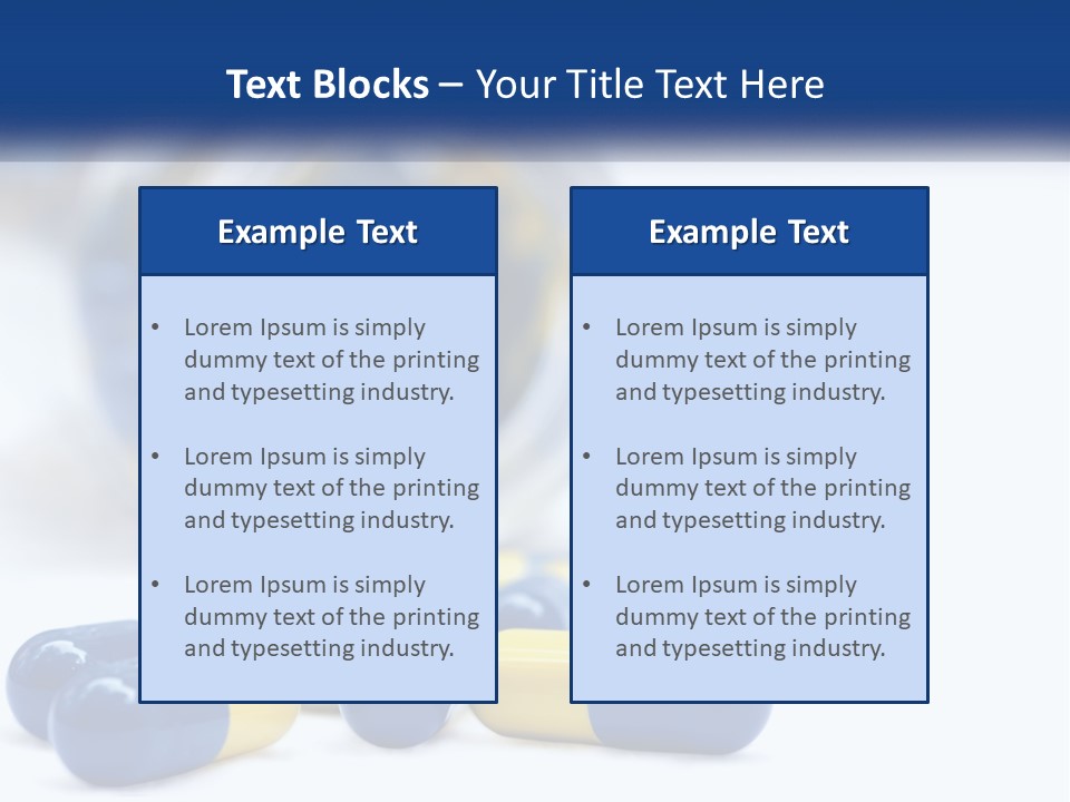 Blue And Yellow Pills Spilling Out Of A Bottle PowerPoint Template