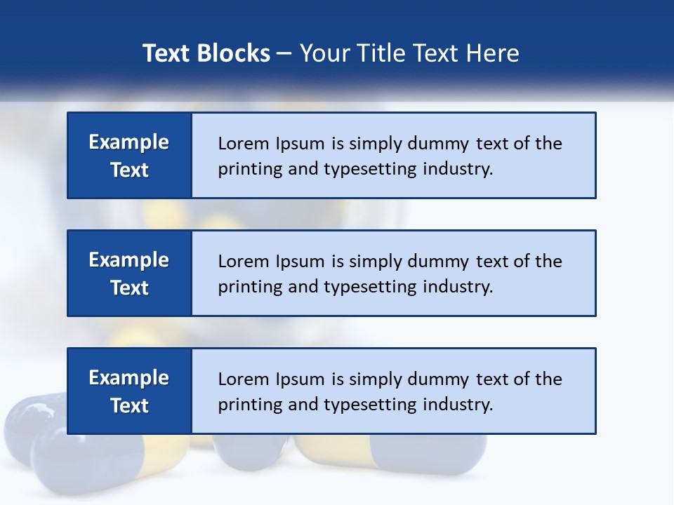 Blue And Yellow Pills Spilling Out Of A Bottle PowerPoint Template