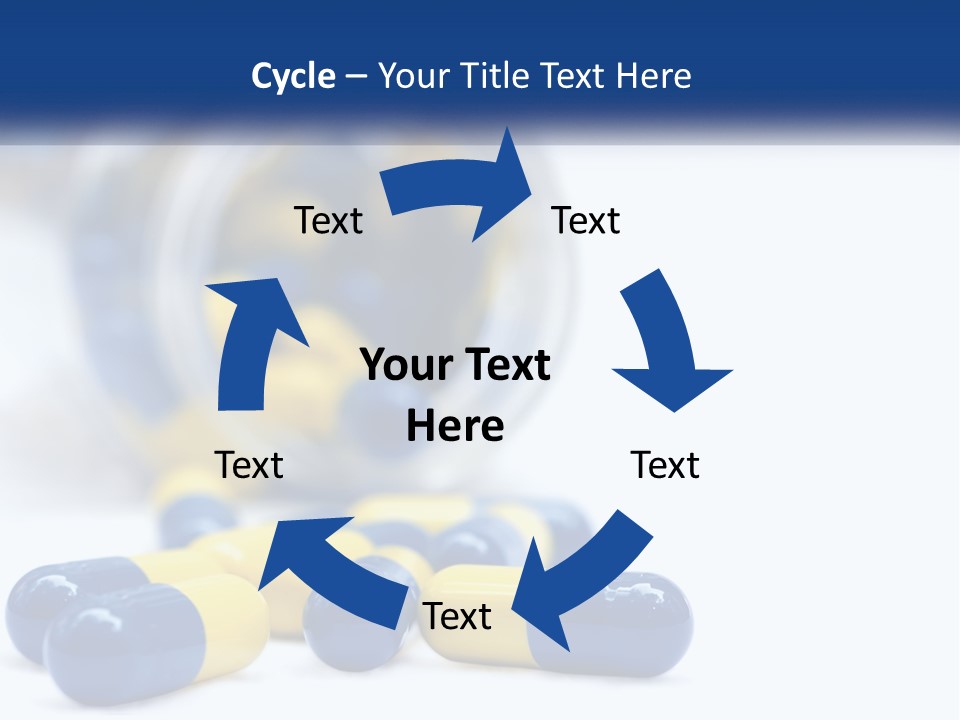 Blue And Yellow Pills Spilling Out Of A Bottle PowerPoint Template