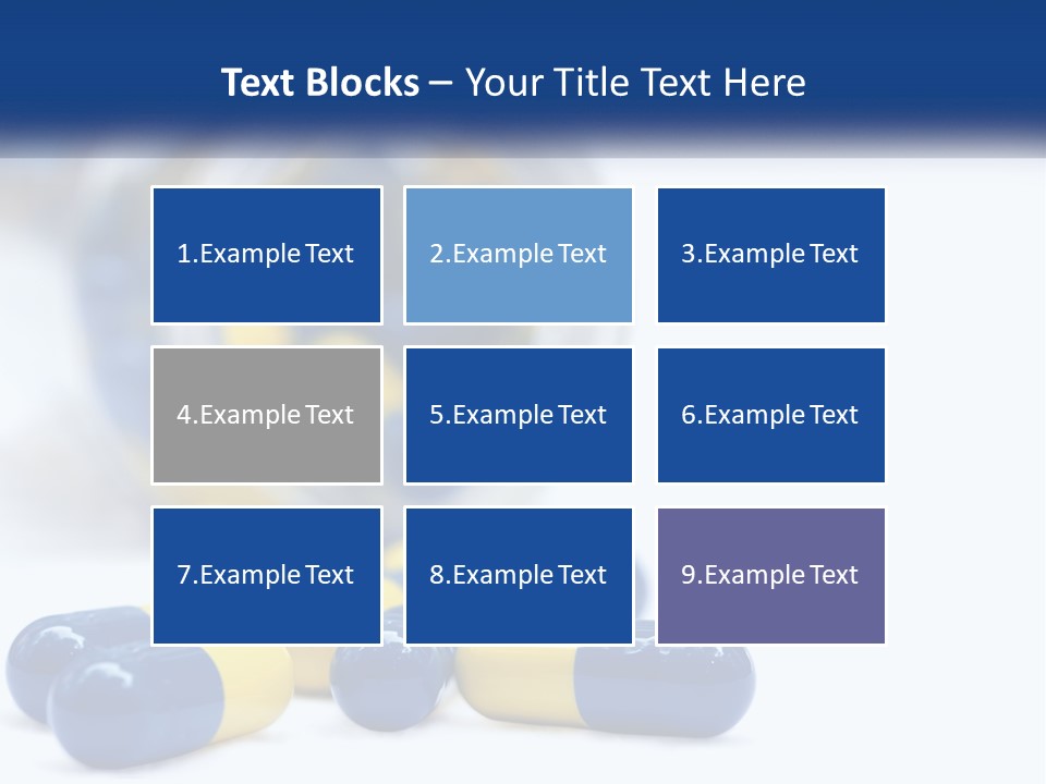 Blue And Yellow Pills Spilling Out Of A Bottle PowerPoint Template