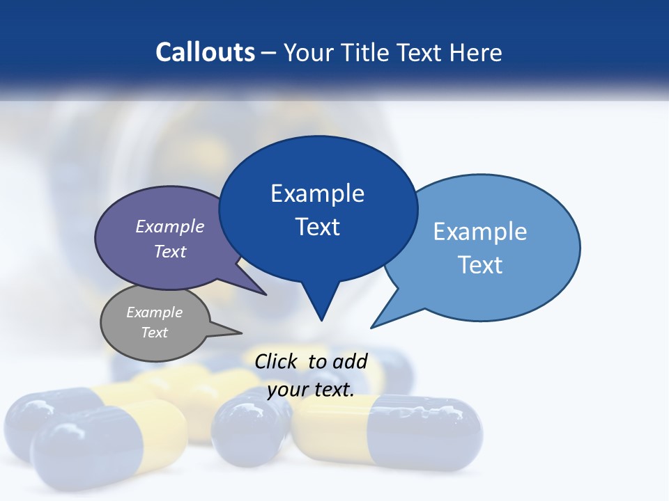 Blue And Yellow Pills Spilling Out Of A Bottle PowerPoint Template