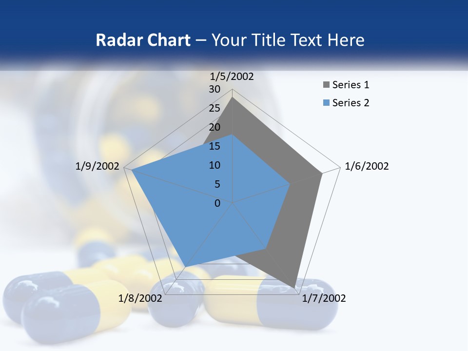 Blue And Yellow Pills Spilling Out Of A Bottle PowerPoint Template
