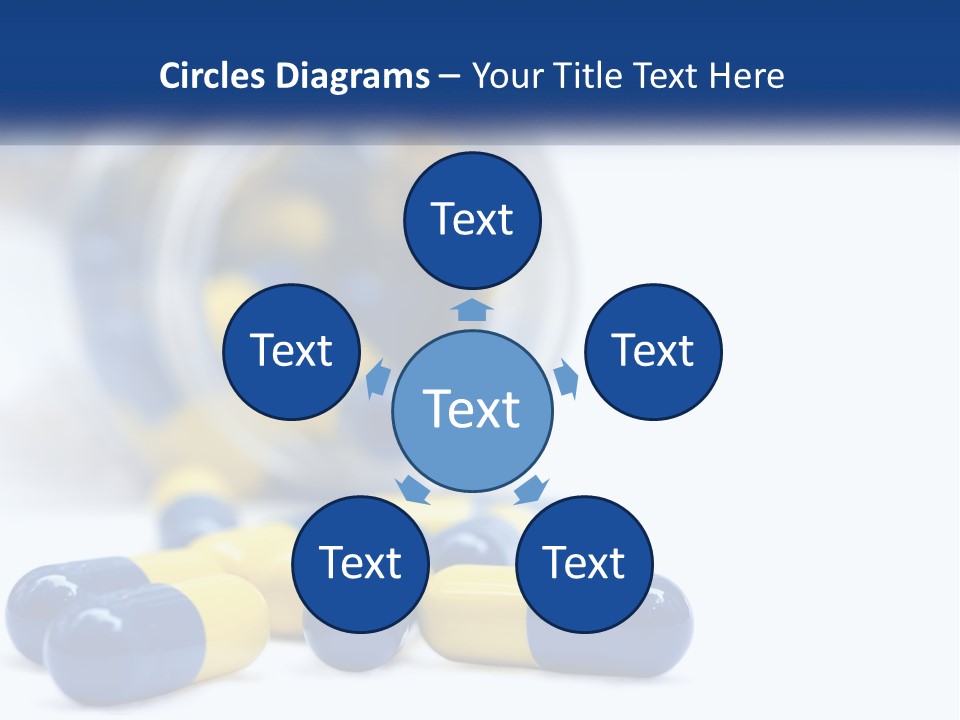 Blue And Yellow Pills Spilling Out Of A Bottle PowerPoint Template