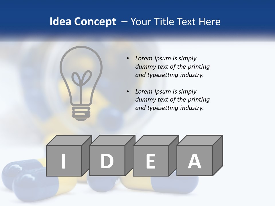 Blue And Yellow Pills Spilling Out Of A Bottle PowerPoint Template