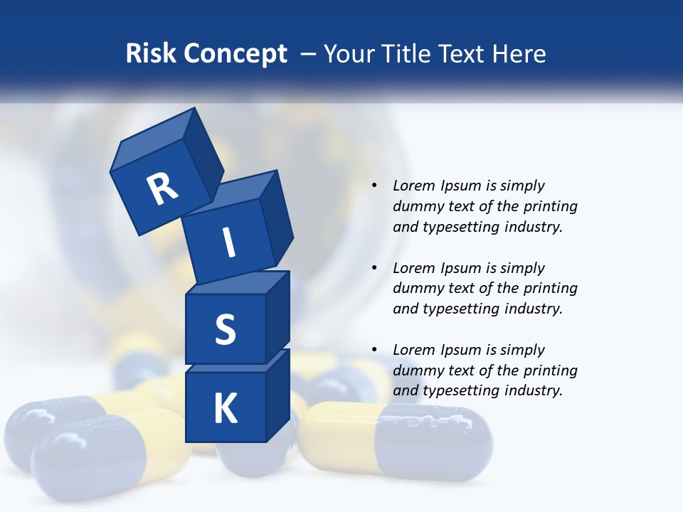 Blue And Yellow Pills Spilling Out Of A Bottle PowerPoint Template