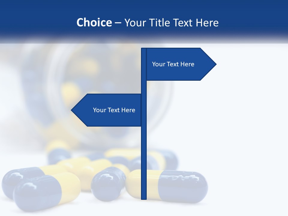 Blue And Yellow Pills Spilling Out Of A Bottle PowerPoint Template