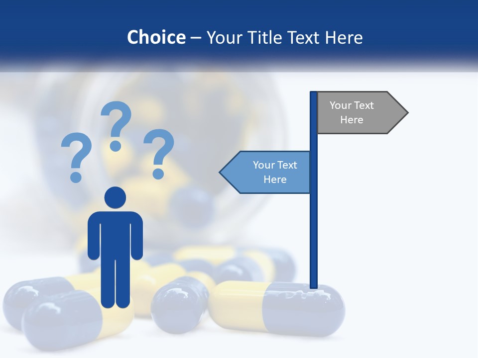 Blue And Yellow Pills Spilling Out Of A Bottle PowerPoint Template