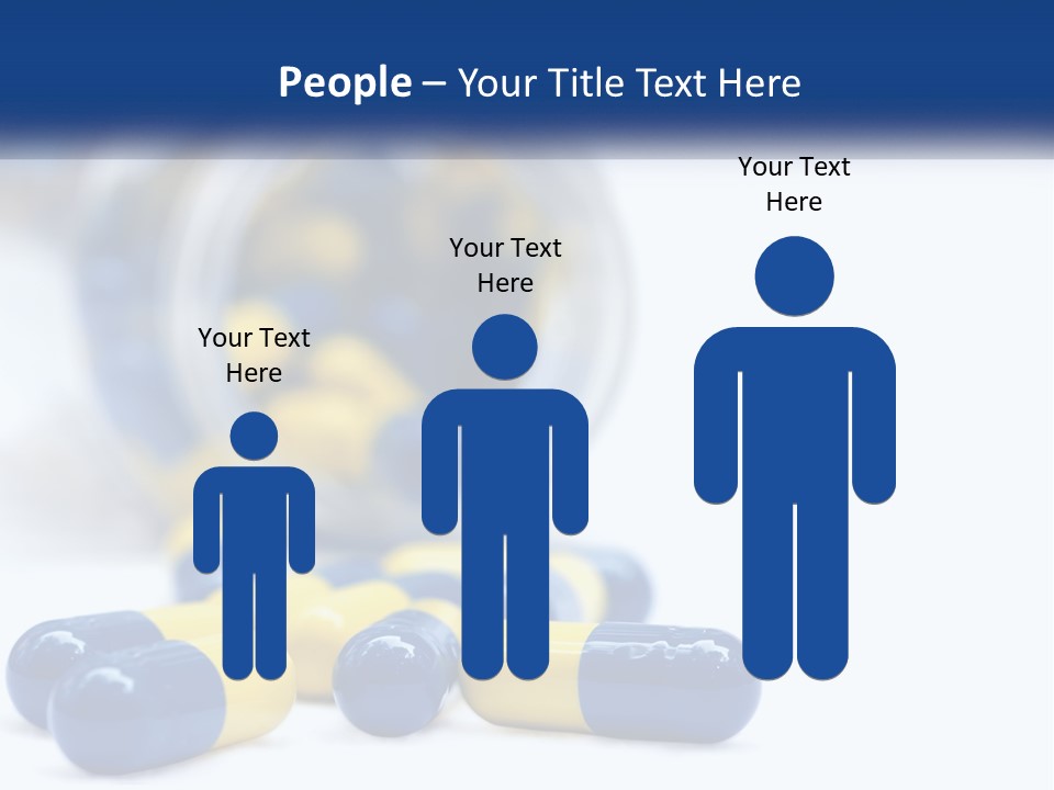 Blue And Yellow Pills Spilling Out Of A Bottle PowerPoint Template