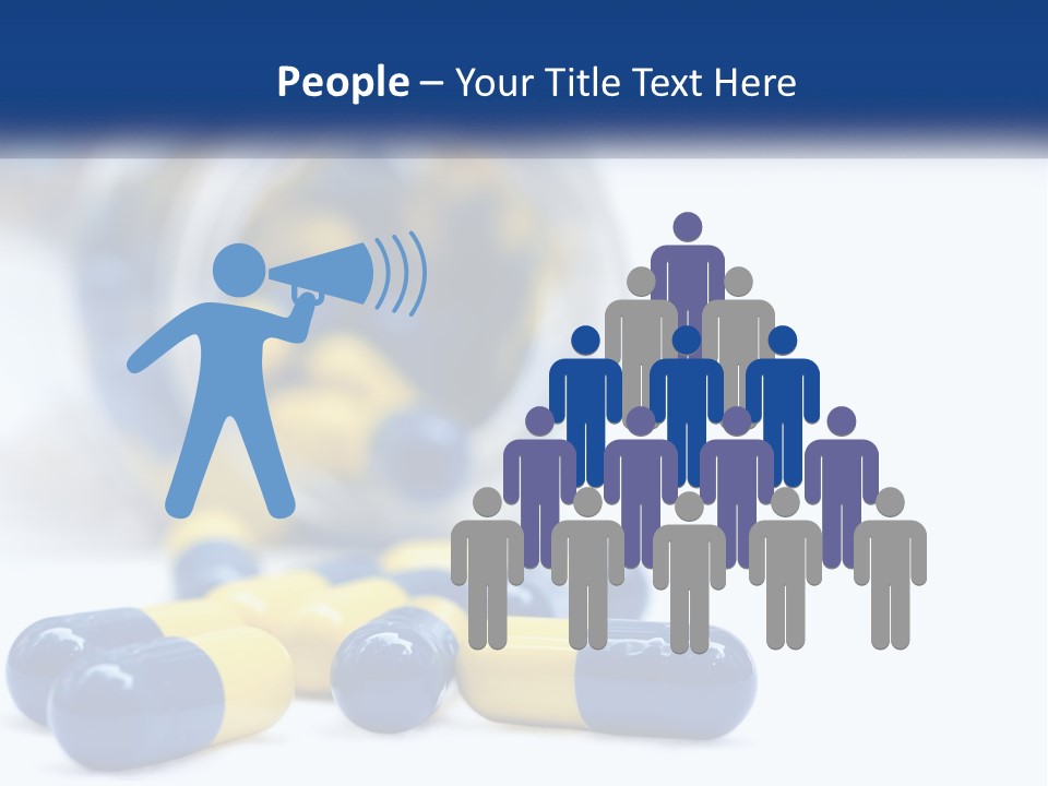 Blue And Yellow Pills Spilling Out Of A Bottle PowerPoint Template